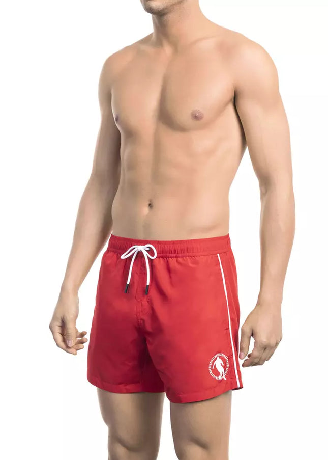 Bikkembergs Red Polyester Men Swim Short