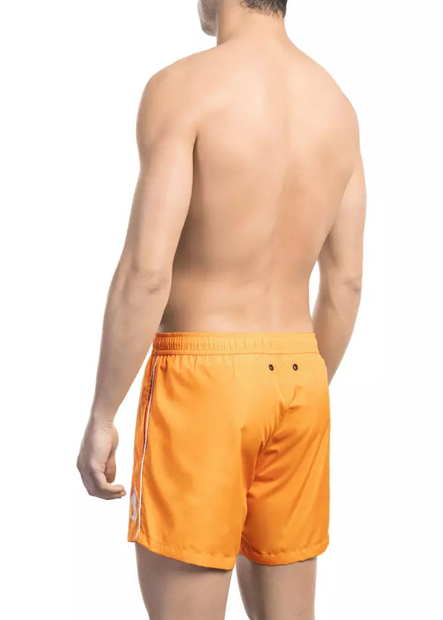 Bikkembergs "Orange Polyester Men Swim Short"