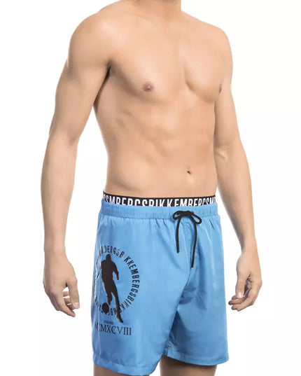 Bikkembergs Light Blue Polyester Men Swim Short