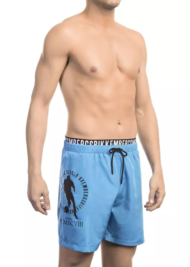 Bikkembergs Light Blue Polyester Men Swim Short