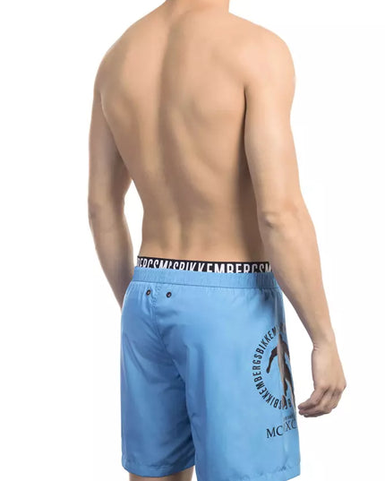 Bikkembergs Light Blue Polyester Men Swim Short