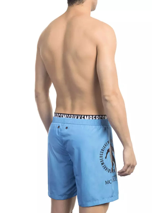 Bikkembergs Light Blue Polyester Men Swim Short