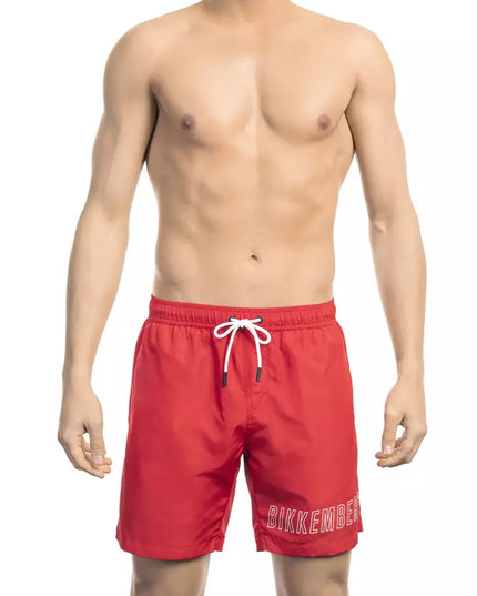 Bikkembergs Red Polyester Men Swim Short