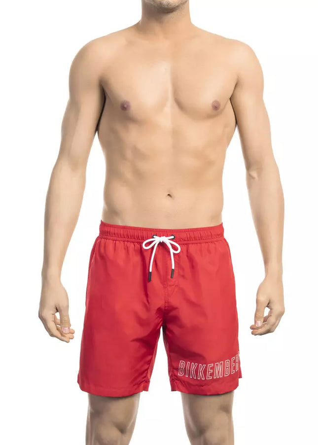 Bikkembergs Red Polyester Men Swim Short