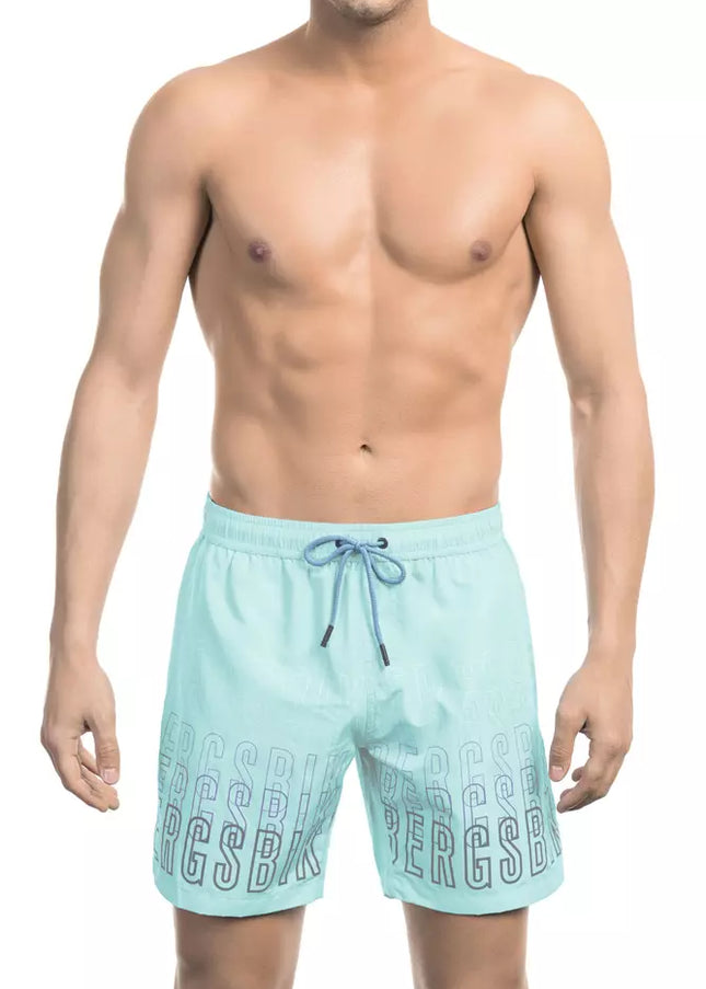 Bikkembergs Light Blue Polyester Men Swim Short