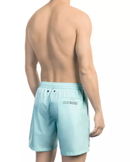 Bikkembergs Light Blue Polyester Men Swim Short