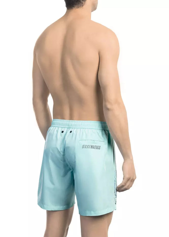 Bikkembergs Light Blue Polyester Men Swim Short