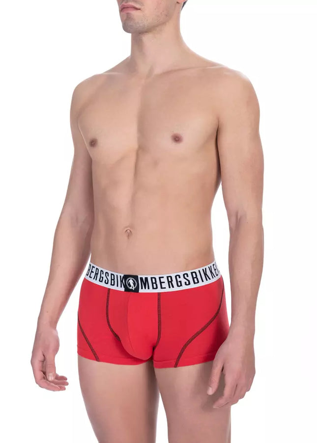 Bikkembergs Red Cotton Men Underwear Trunk Twin Pack