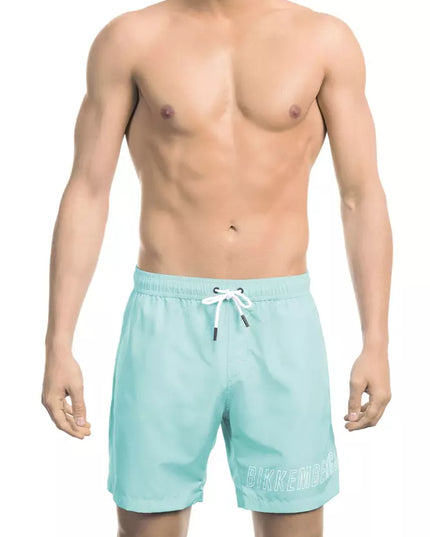 Bikkembergs Light Blue Polyester Men Swim Short