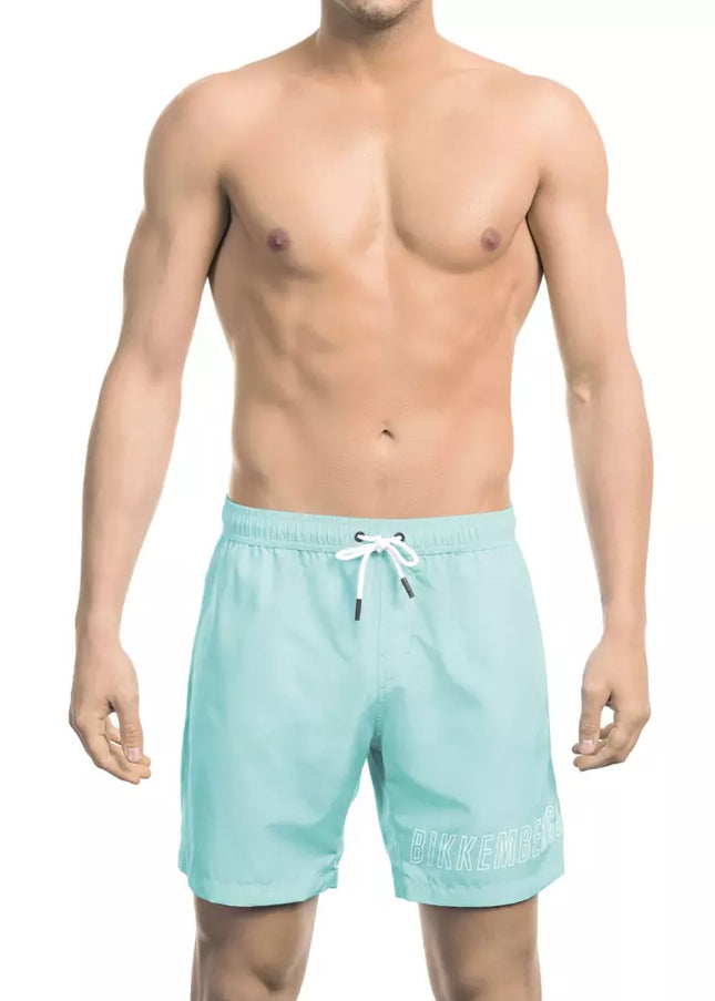 Bikkembergs Light Blue Polyester Men Swim Short