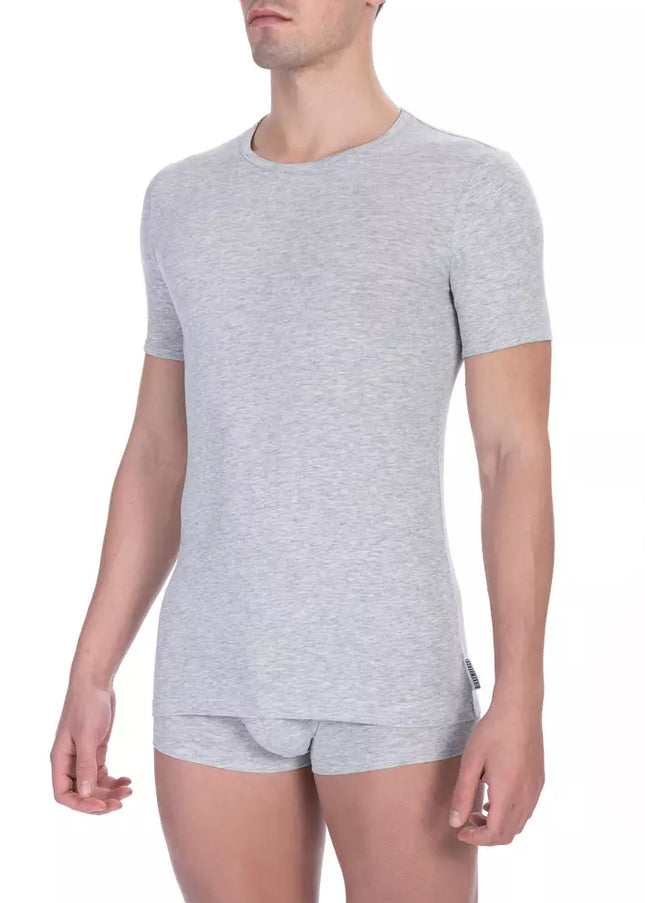 Bikkembergs Gray Cotton Men T-Shirt