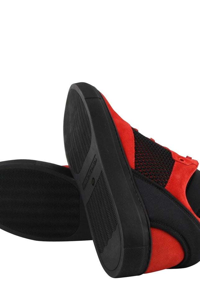 Balenciaga Men High Top Black Red Suede Leather Sneakers