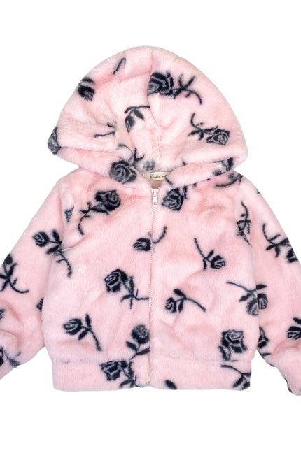 Rose Furry Hooded Jacket-doe a dear-Urbanheer