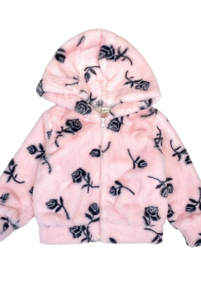 Rose Furry Hooded Jacket-doe a dear-Urbanheer