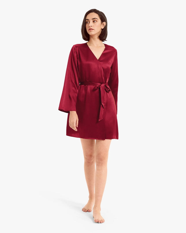 His & Hers Silk Smooth Robes Claret-Pajamas-MommeSilk-XS-Women's-Urbanheer