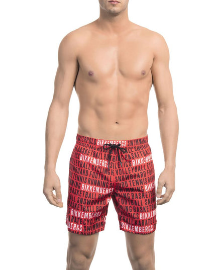 Bikkembergs Red Polyester Men Swim Short