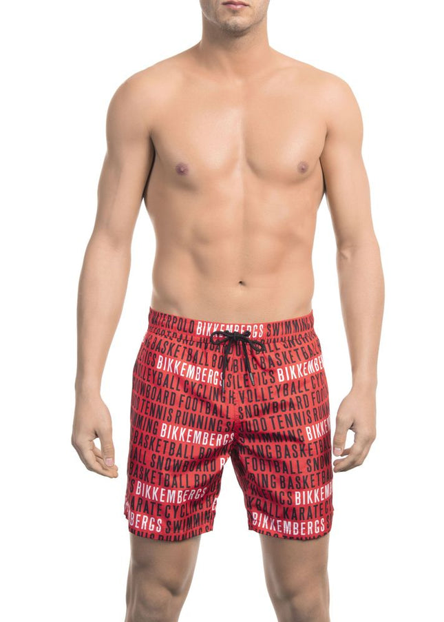 Bikkembergs Red Polyester Men Swim Short