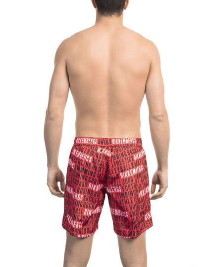 Bikkembergs Red Polyester Men Swim Short