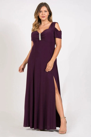 R&M Richards 1367W Long Plus Size Formal Evening Dress-Dylan & Davids-14W-Plum-Urbanheer