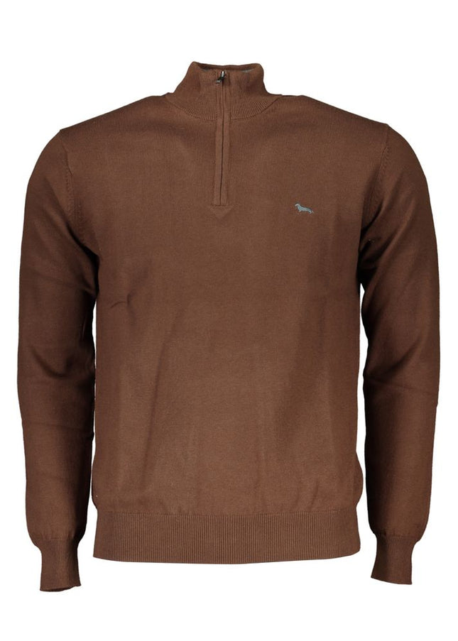 Harmont & Blaine Chic Brown Half-Zip Cotton Sweater