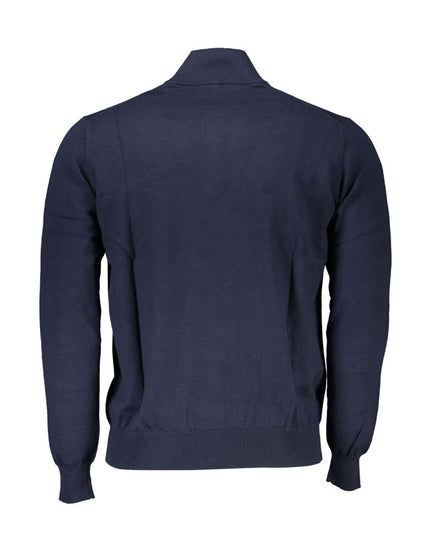 Harmont & Blaine Chic Half-Zip Blue Sweater with Embroidery Detail