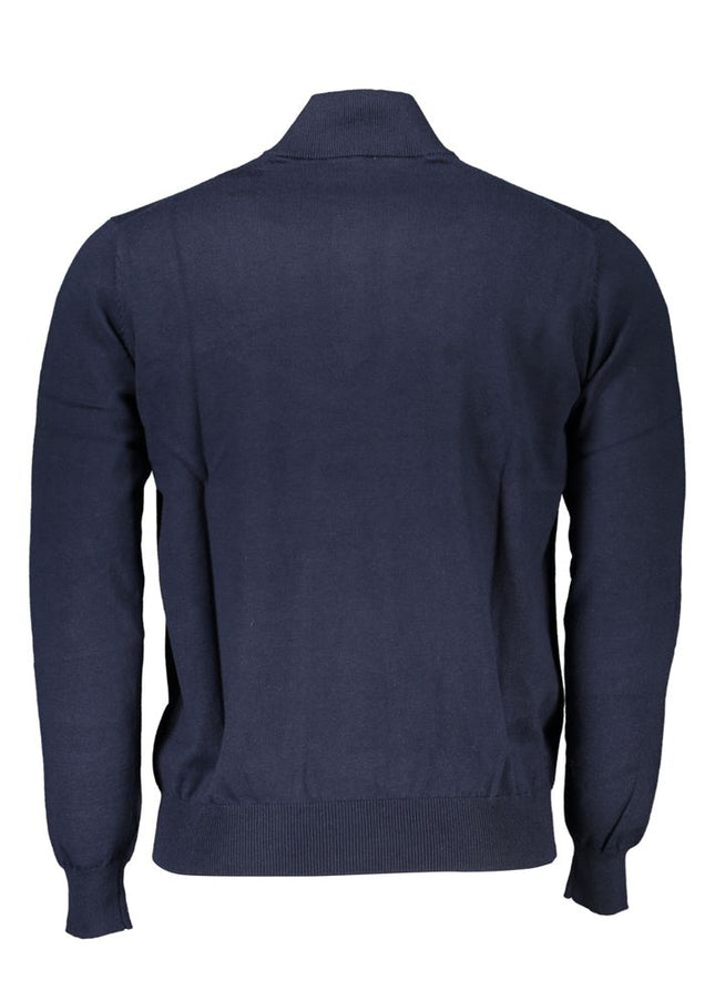 Harmont & Blaine Chic Half-Zip Blue Sweater with Embroidery Detail