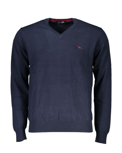 Harmont & Blaine V-Neck Embroidered Blue Sweater