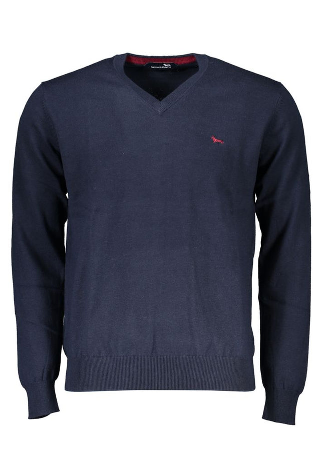 Harmont & Blaine V-Neck Embroidered Blue Sweater