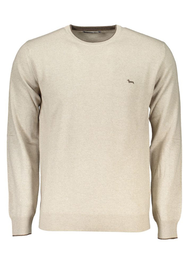 Harmont & Blaine Beige Crew Neck Luxury Sweater with Embroidery