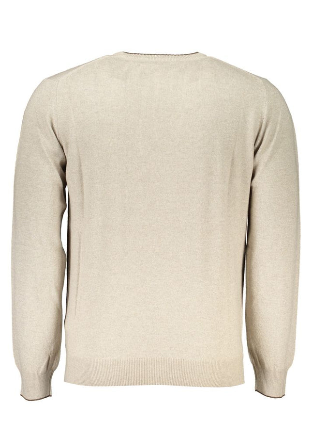 Harmont & Blaine Beige Crew Neck Luxury Sweater with Embroidery