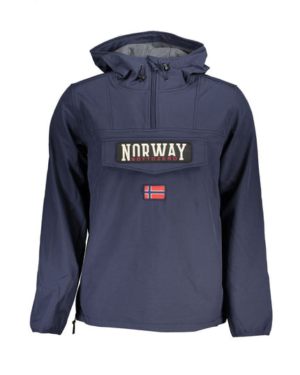 Norway 1963 Sleek Soft Shell Hooded Jacket in Bold Blue