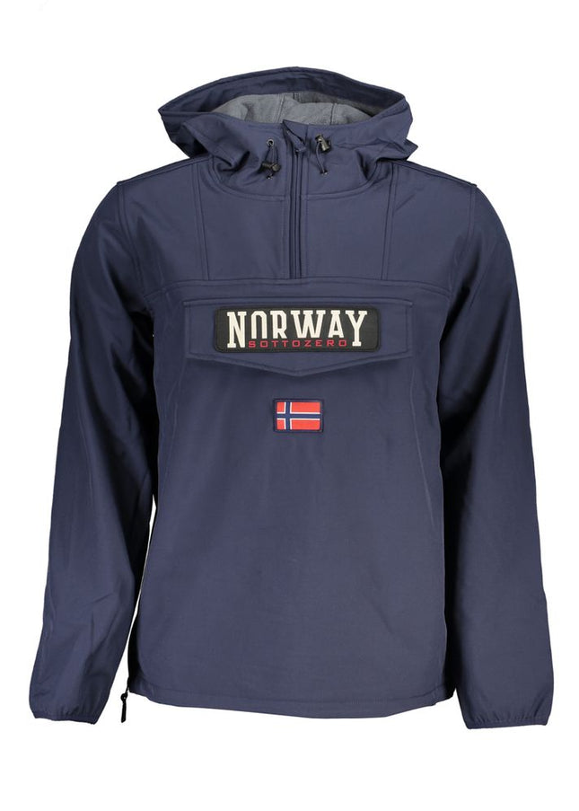 Norway 1963 Sleek Soft Shell Hooded Jacket in Bold Blue