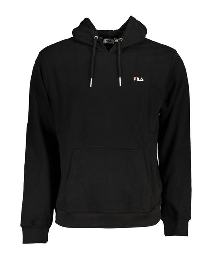 Fila Sleek Black Hooded Sweatshirt with Embroidery