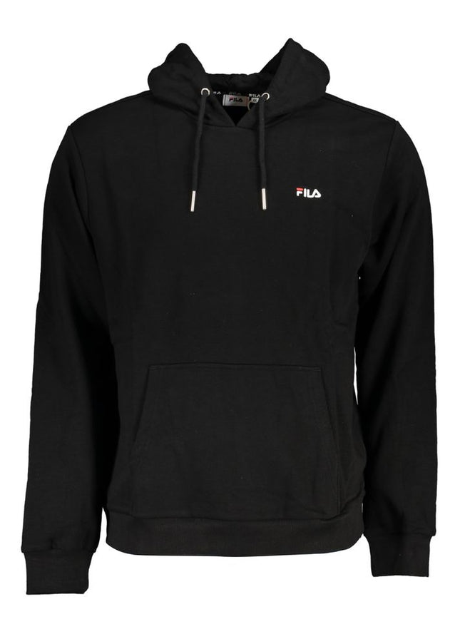 Fila Sleek Black Hooded Sweatshirt with Embroidery