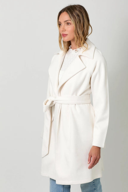 Lapel Collar Robe Coat  Snow White