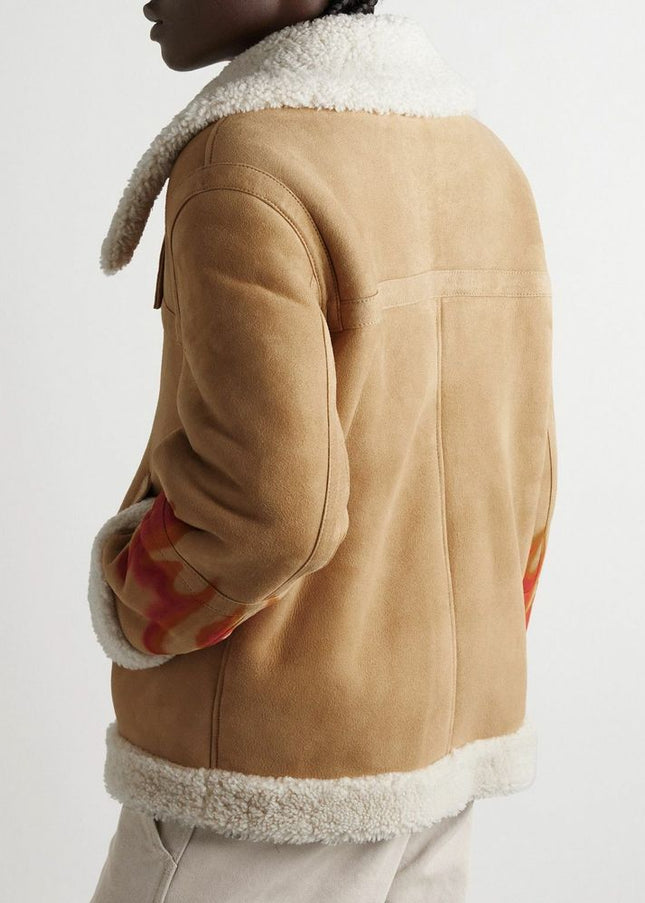 Palm Angels Beige Leather Men Jacket