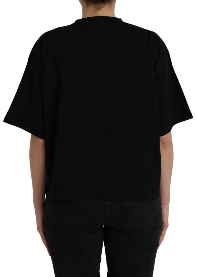 Balenciaga Black Cotton Logo Crew Neck Short Sleeves T-shirt