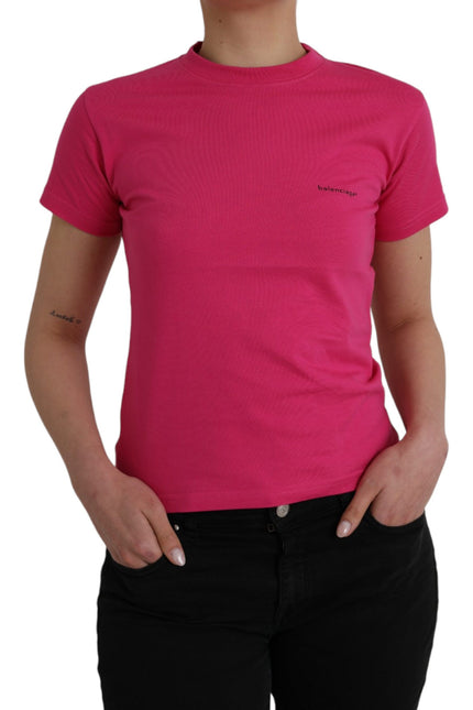 Balenciaga Pink Cotton Crew Neck Short Sleeves Tee T-shirt