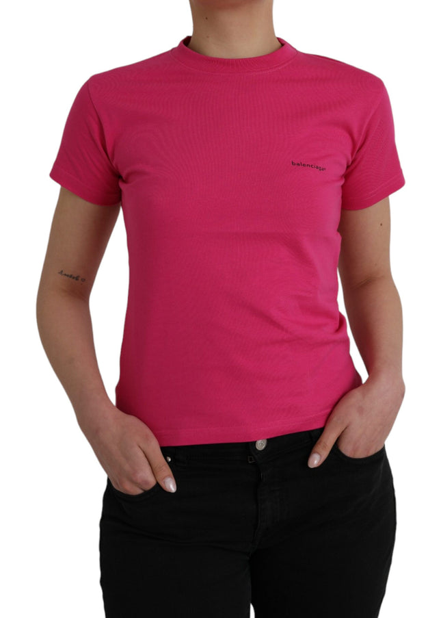 Balenciaga Pink Cotton Crew Neck Short Sleeves Tee T-shirt