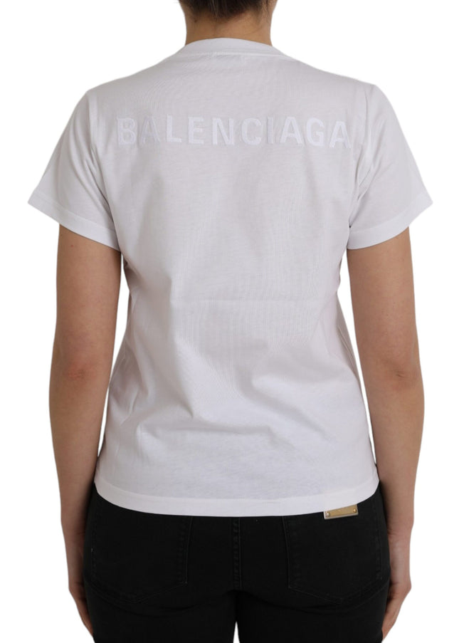 Balenciaga White Cotton Crew Neck Short Sleeves T-shirt