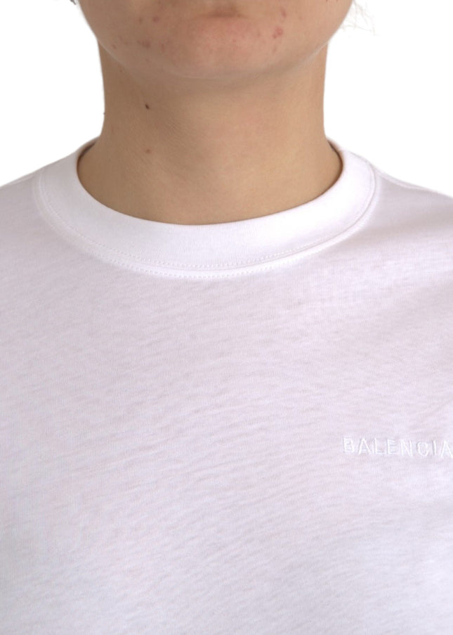 Balenciaga White Cotton Crew Neck Short Sleeves T-shirt