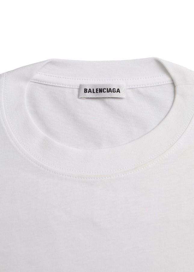 Balenciaga White Cotton Crew Neck Short Sleeves T-shirt