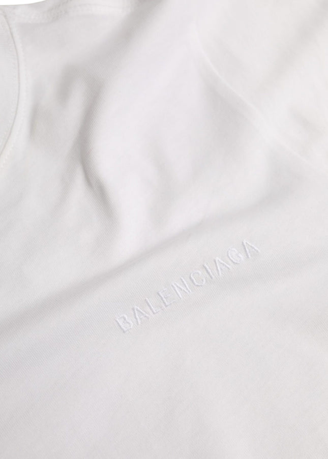 Balenciaga White Cotton Crew Neck Short Sleeves T-shirt