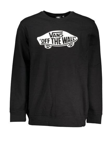 Vans Sleek Black Cotton Sweatshirt with Logo Print