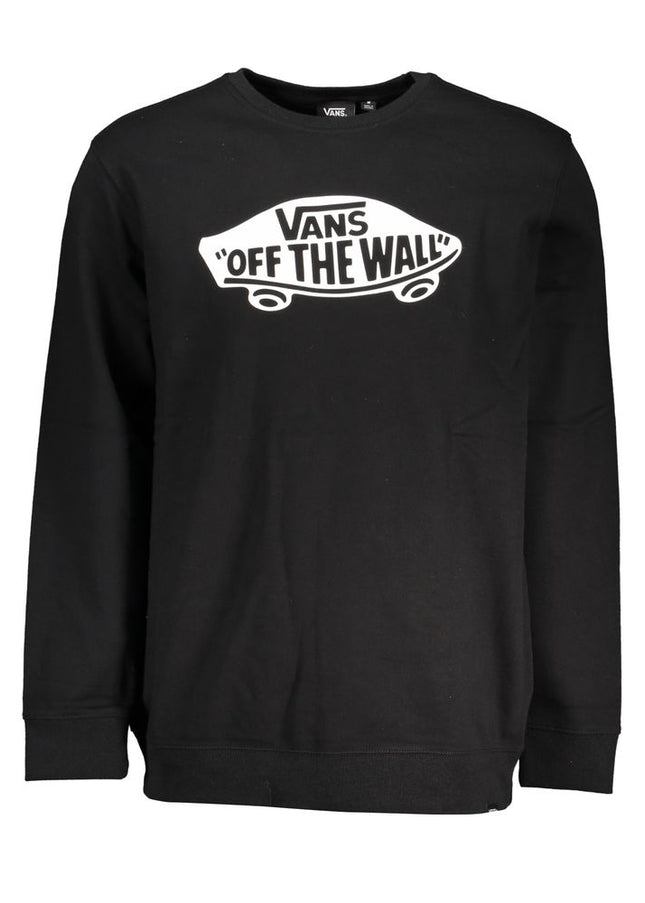 Vans Sleek Black Cotton Sweatshirt with Logo Print