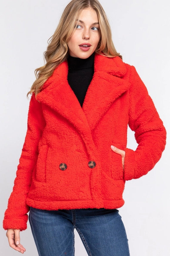 Faux Fur Sherpa Jacket-Jacket-Blak Wardrob-S-Orange-Urbanheer