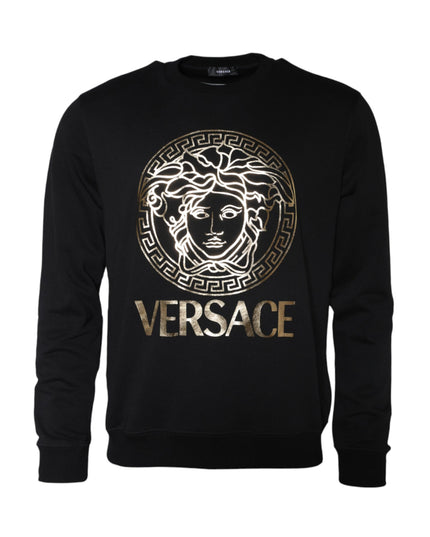 Versace Black Medusa Fleece Cotton Crew Neck Sweatshirt Sweater