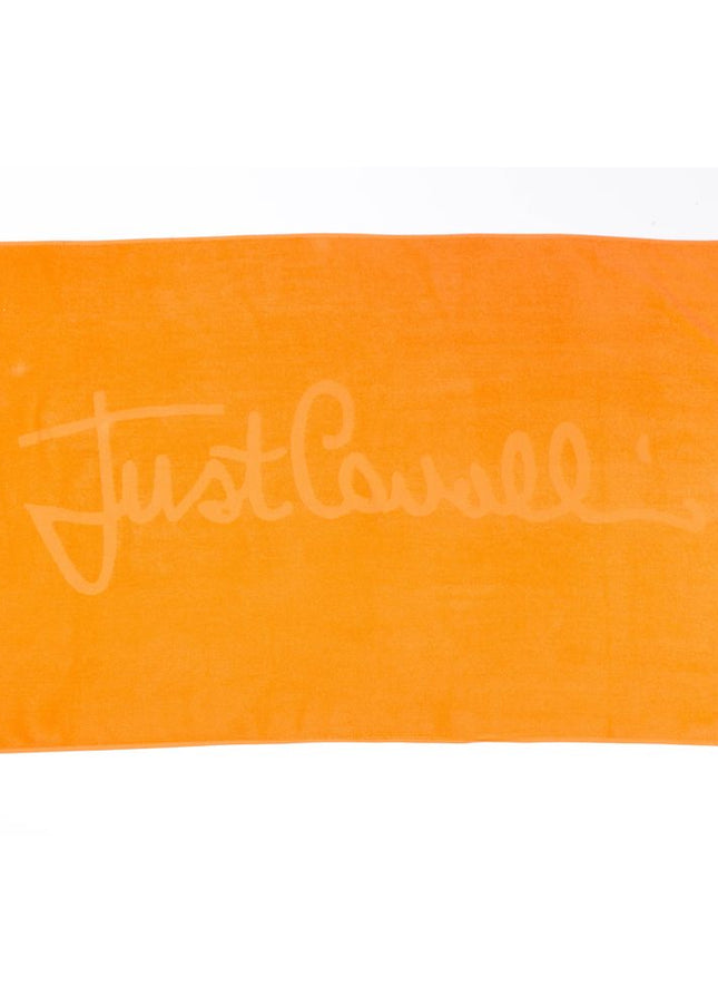 Just Cavalli Orange Cotton Men Beach Towel