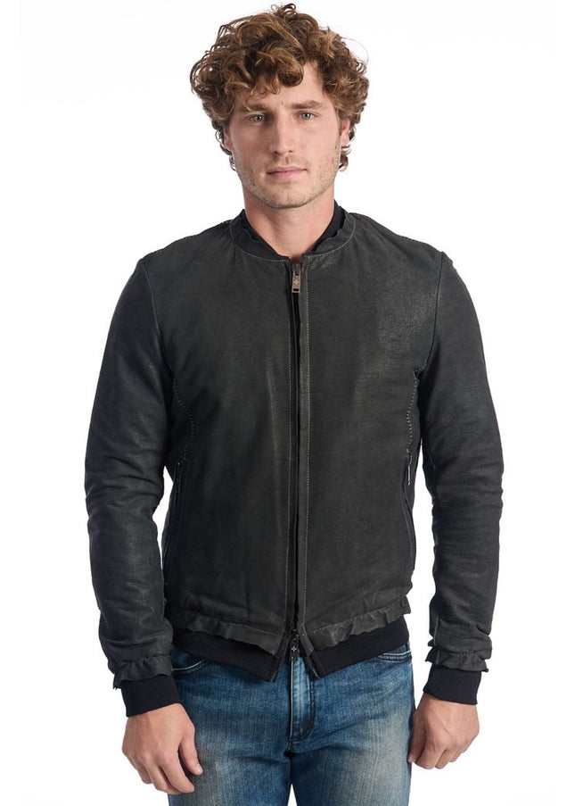 Roberto Pepe Luxury "Gray Lambskin Men Jacket"