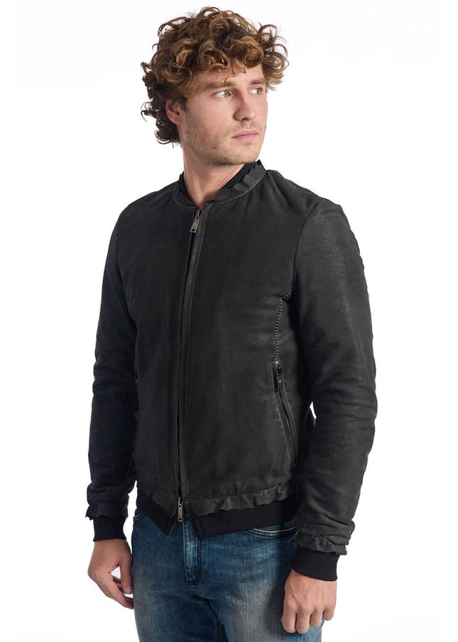 Roberto Pepe Luxury "Gray Lambskin Men Jacket"